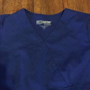 Greys anatomy galaxy blue mock wrap scrub top L